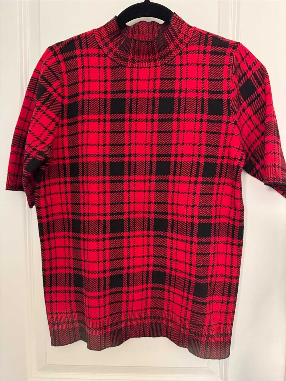 NWT Ann Taylor Plaid Short Sleeve Sweater